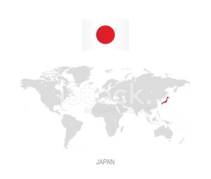 61041228-flag-of-japan-and-designation-on-world-map